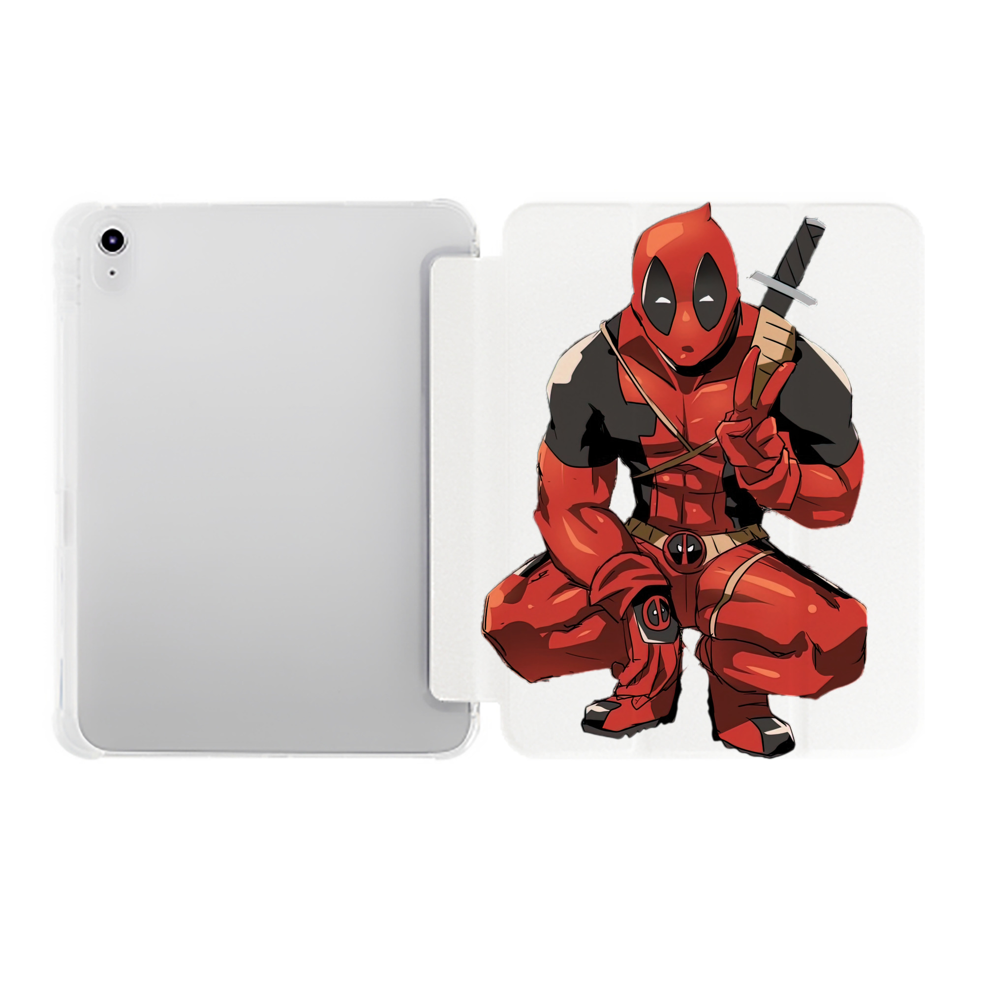 （画像用） Deadpool デッドプール IPad ケース ペン収納付き 三つ折りスタンド PUレザー×シリコン 対応機種9.5/10.5/10.9インチ